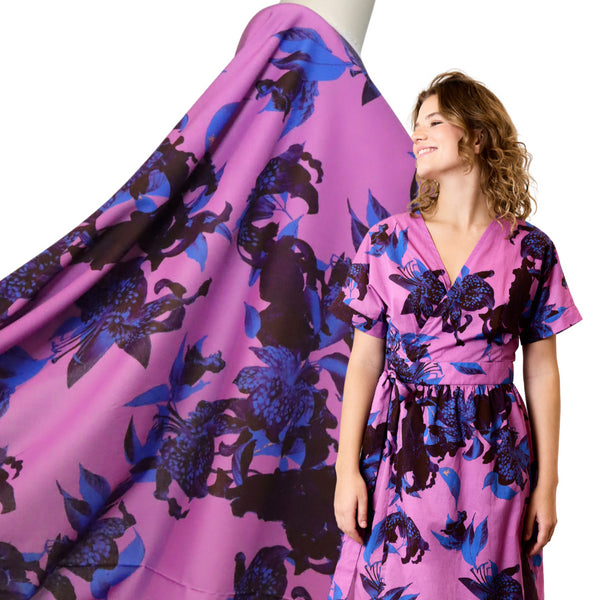 Atelier Jupe - 100% Cotton - Purple and Blue Floral Print